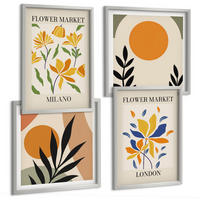 BILDER SET 4er Set - 50x50 cm & 40x60 cm Silberner Rahmen - Blumenposter Paris Mailand - Silberfarben, Kunststoff (50/50cm) - TULUP