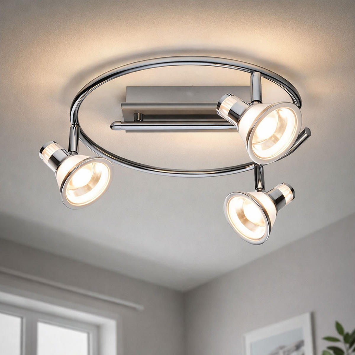 LED DECKENLEUCHTE TAKIRO Chrom Silber - Silberfarben, Metall (15/15/15cm) - Globo Lighting