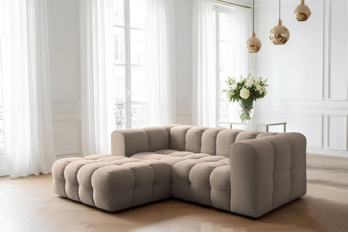 ECKSOFA Solvie Xs In Tiffani - Taupe, Holzwerkstoff/Textil (193/290cm) - Fun Möbel