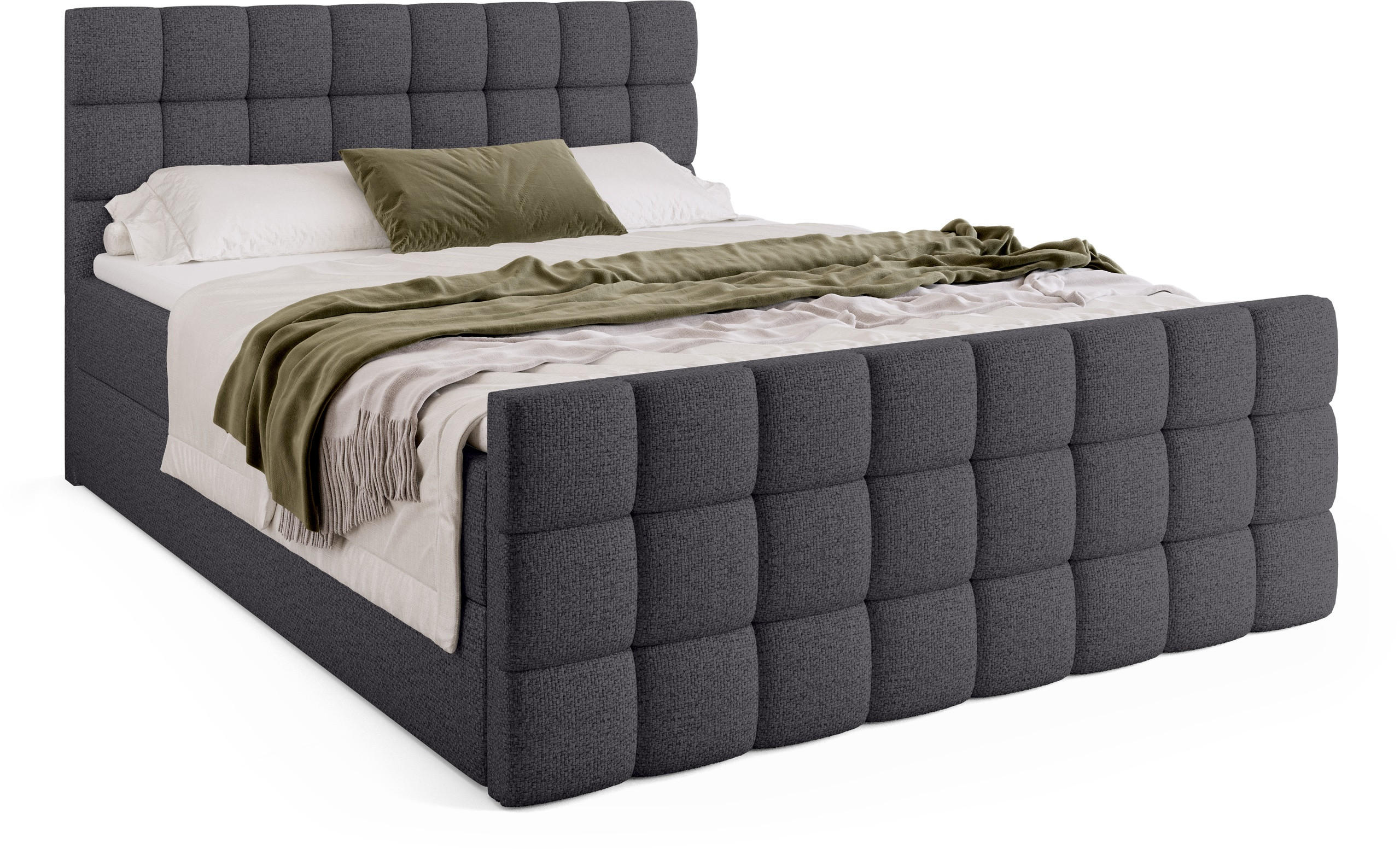 BOXBETT Dakota Duo mit Topper 140/200 Dunkelgrau - Dunkelgrau, Holz/Textil (140/200cm) - Bromarkt