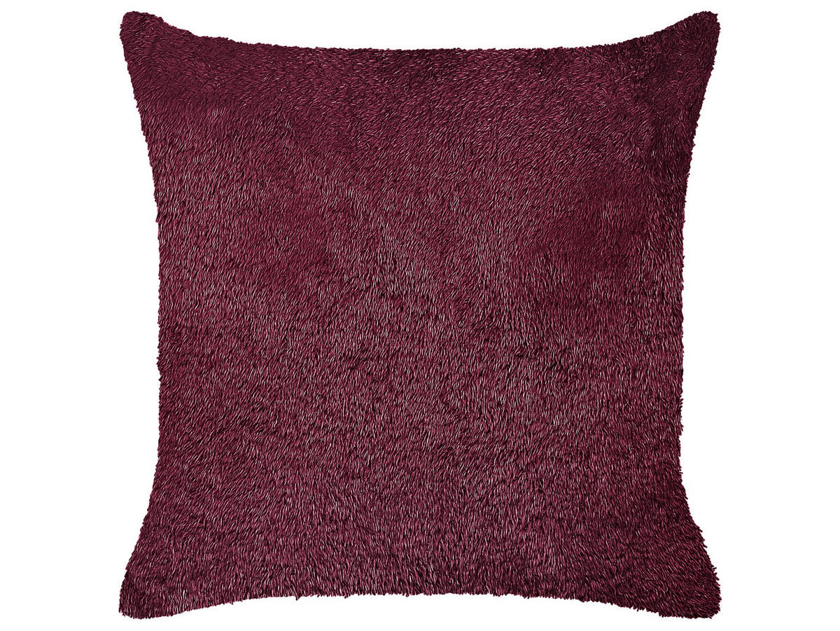 DEKOKISSEN Burgunderrot 45/45 cm Pilea - Weinrot, Textil (45/45cm) - Beliani
