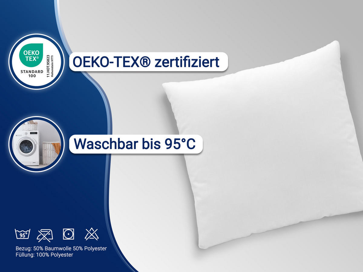 KISSEN, 2er-Set, 40x40 cm, 50% Polyester, 50% Baumwolle, Weiß - Weiß, Textil (40/40cm) - Zollner