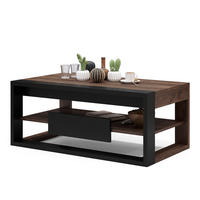 COUCHTISCH rechteckig Eiche dunkel Schwarz aufklappbar - Schwarz/Braun, Holzwerkstoff (60/110/45cm) - designimpex