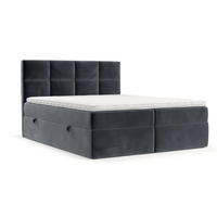 BOXBETT Oris 140/200 cm Dunkelgrau im Kronos Stoff - Dunkelgrau/Schwarz, Holz/Holzwerkstoff (140/200cm) - AltaBeds