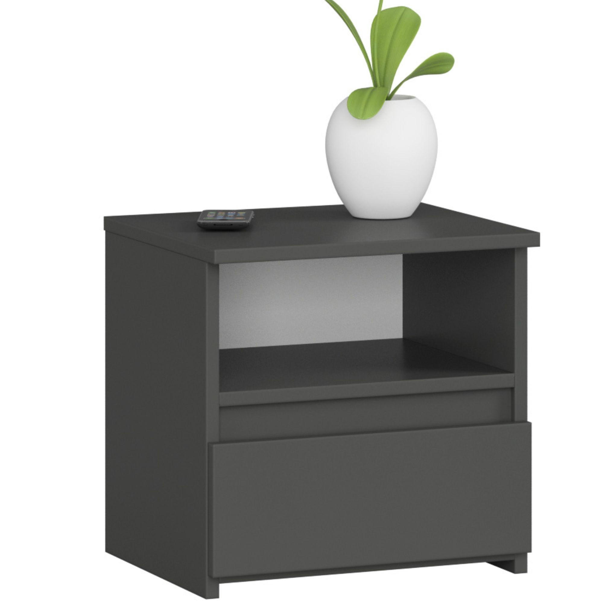 NACHTSCHRANK Grau 40x35x40 cm - Grau/Sonoma Eiche, Holzwerkstoff (40/40/35cm) - Akord