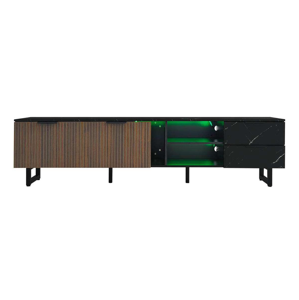 TV-ELEMENT mit LED-Beleuchtung 200 x 38 x 50 cm Schwarz Holzoptik - Schwarz, Holzwerkstoff (38/50/200cm) - Beauniv