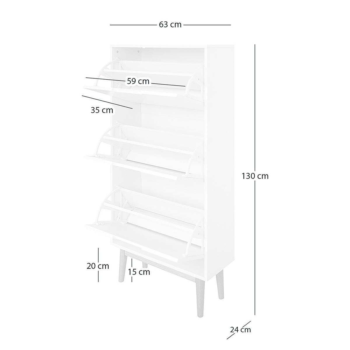 SCHUHKIPPER - Eichefarben/Grau, Holzwerkstoff (63/130/24cm) - home24