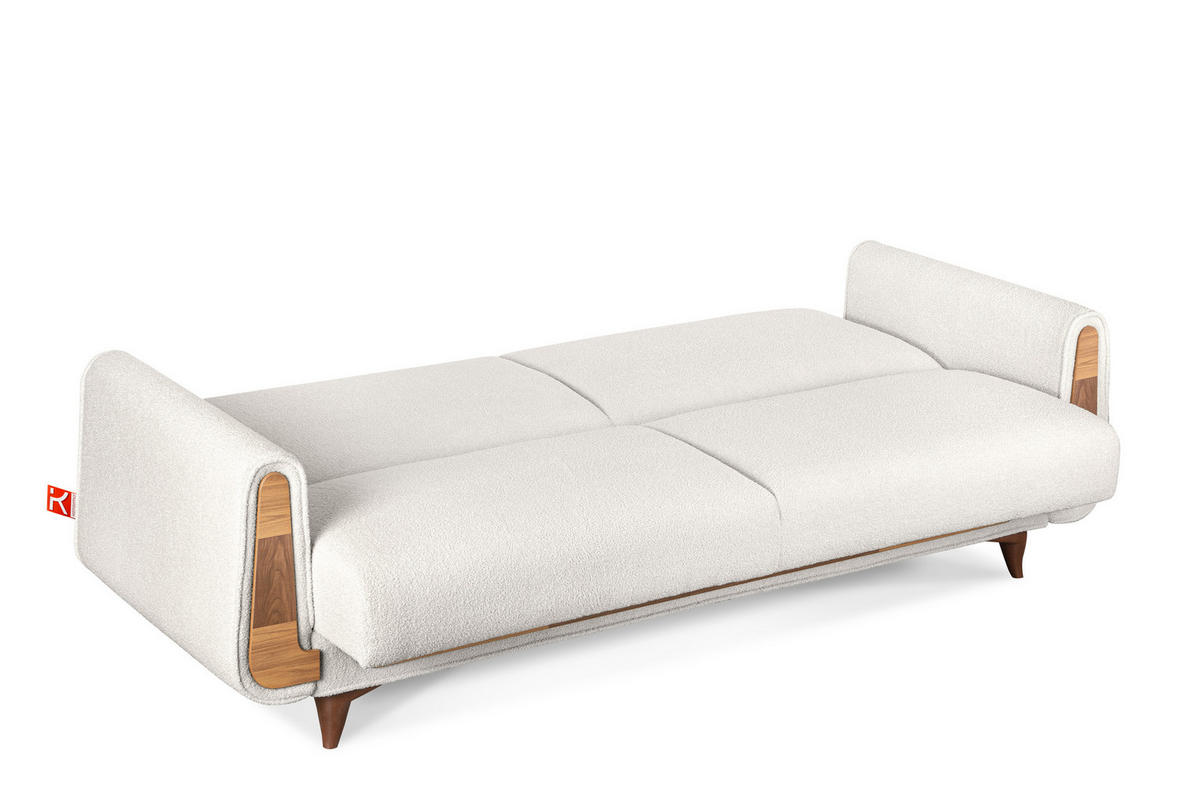 3-SITZER-SCHLAFSOFA GUSTAVO mit Armlehnen, weiß - Braun/Weiß, Holz/Holzwerkstoff (230/98/98cm) - KONSIMO®