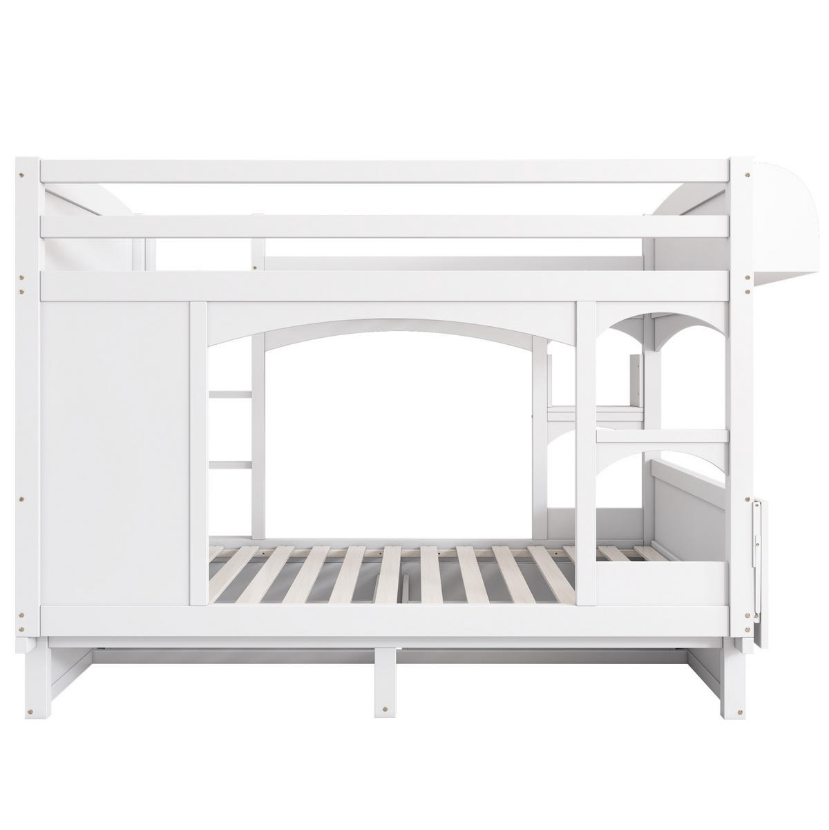 ETAGENBETT aus Kiefernholz 90x200 & 140x200 cm Weiß/Natur mit Rutsche, Tafel und Stauraum - Weiß, Holz (140/200cm) - IVMEU