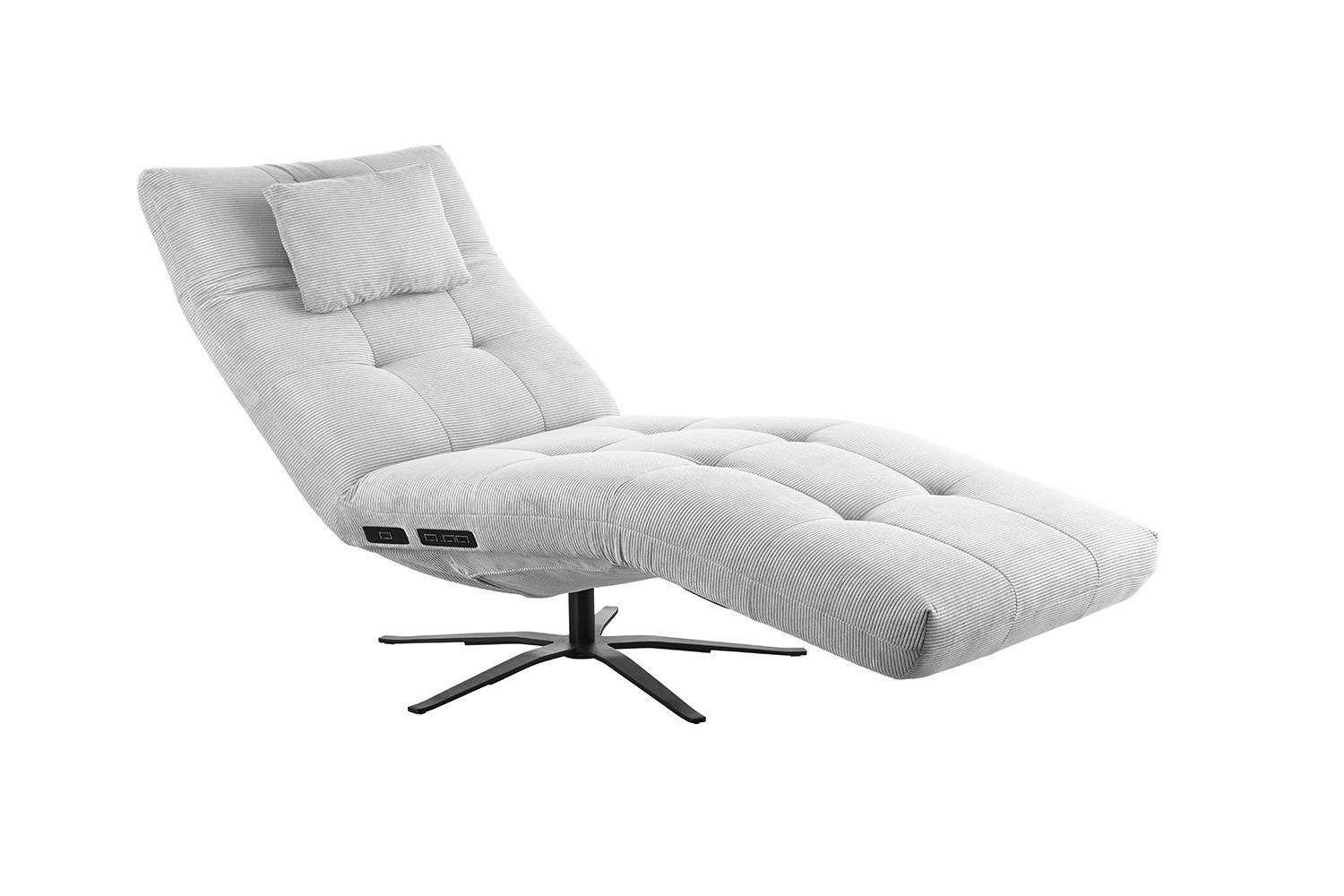 RELAXLIEGE LETICIA Silber Cord - Silberfarben/Schwarz, Textil/Metall (82/115/156cm) - KAWOLA