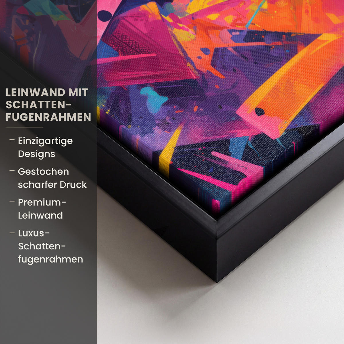 LEINWAND Bilder mit Rahmen - Abstrakt - Formen - Farbenfroh - 20x30 - Magenta, Textil (20/30cm) - MuchoWow