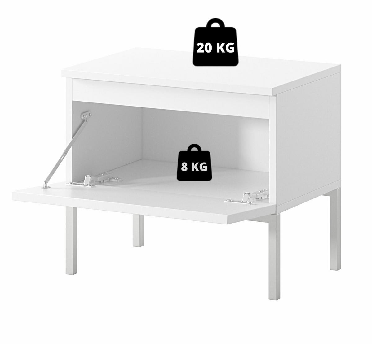 NACHTSCHRANK Bemmi Weiß mit schwarzen Beinen - Schwarz/Weiß, Holzwerkstoff/Metall (49/43/32cm) - Selsey
