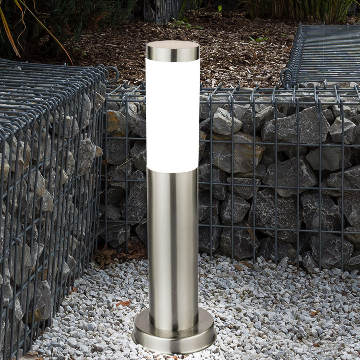 LED SOCKELLEUCHTE Edelstahl Silber 2er Set - Silberfarben, Metall (12.5/12.5/45cm)