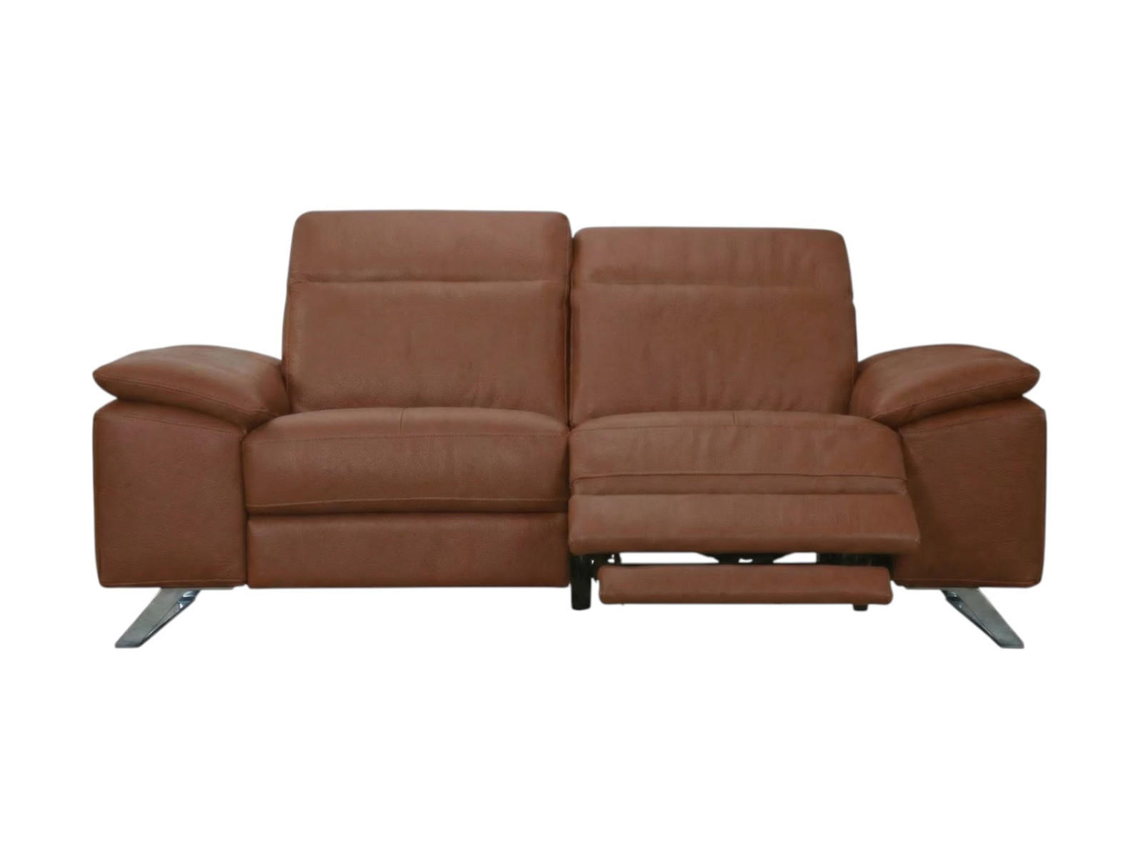 3-SITZER Sofa Genius Echtleder mit 1 x Relaxfunktion Cognacbraun - Cognac, Leder/Metall (220/80/104cm)