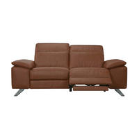 3-SITZER Sofa Genius Echtleder mit 1 x Relaxfunktion Cognacbraun - Cognac, Leder/Metall (220/80/104cm)
