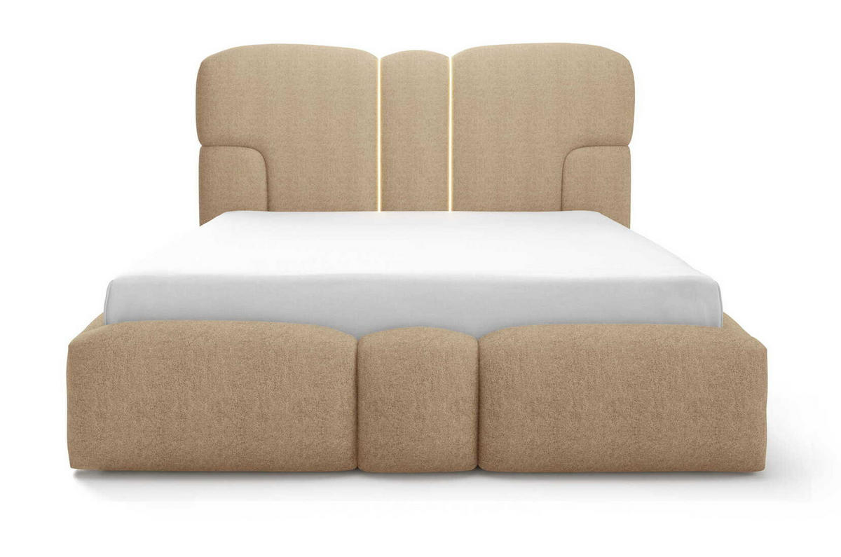 POLSTERBETT 180x200 Safron mit LED, Metall-Lattenrost, Braun - Braun, Holz/Textil (180/200cm) - Emporius