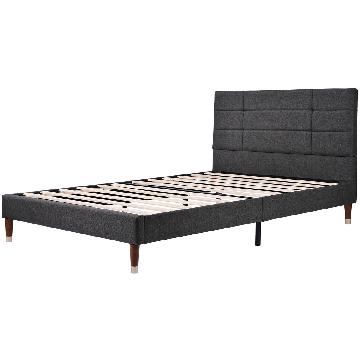 TAPECIRANI krevet 140/200 cm sivi od punog drva s uzglavljem i letvičastom podnicom - siva, drvo (140/200cm) - OKWISH