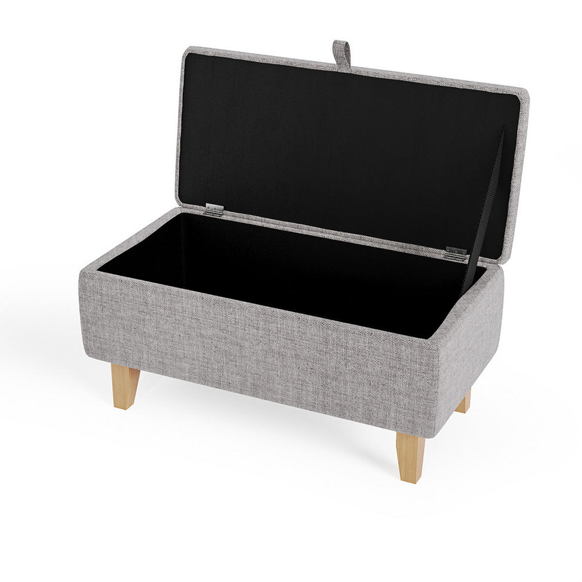 POLSTERHOCKER 71/37/34 cm Stauraum Holzbeine Leinen Hellgrau - Hellgrau, Holz/Textil (71/34/37cm) - Livingandhome