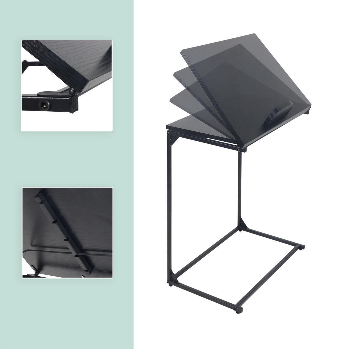 BEISTELLTISCH - Schwarz, Holzwerkstoff/Metall (35/55/66cm) - Relaxdays