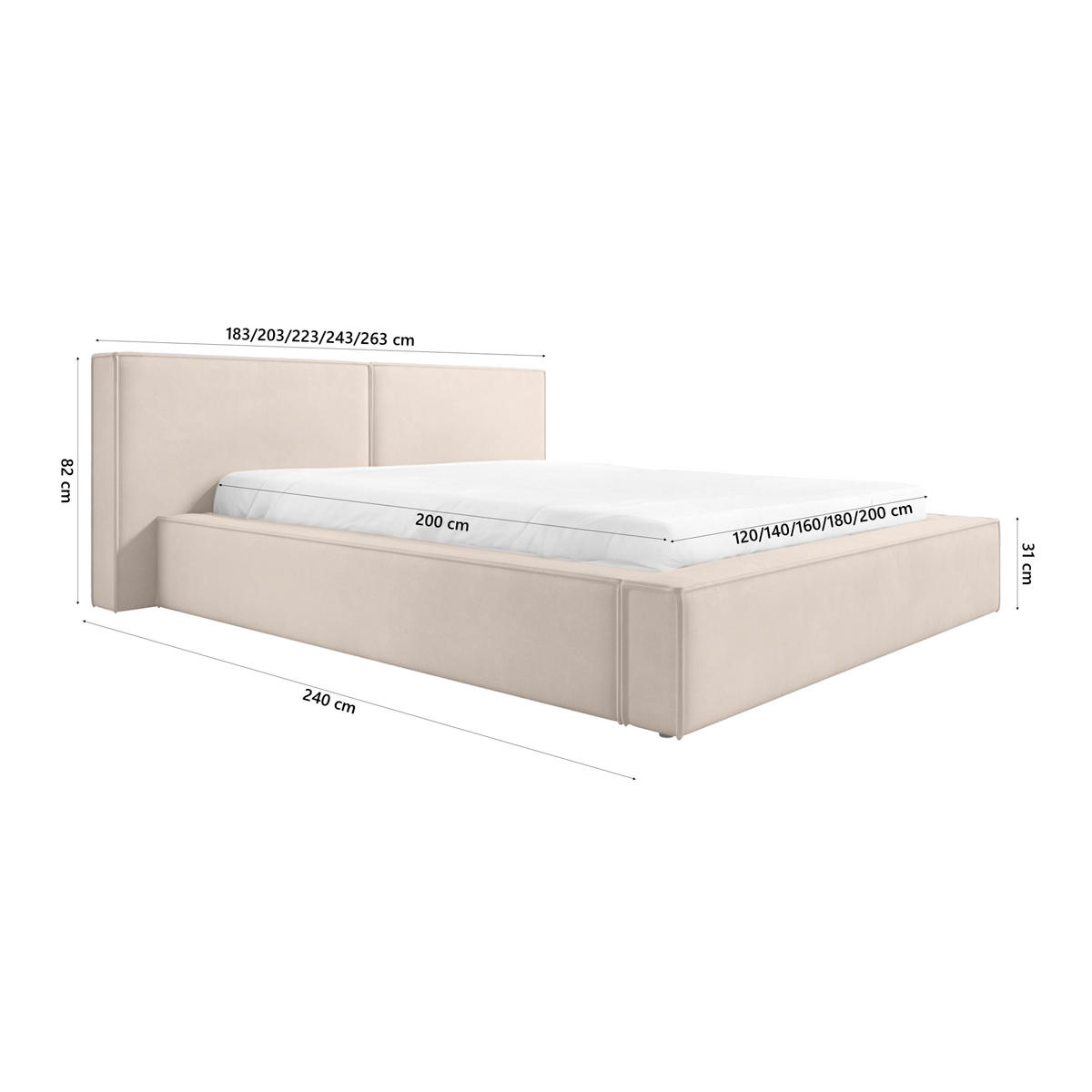 POLSTERBETT Doppelbett Lopra Betkasten 200x200 Truffel - Braun, Holz/Textil (200/200cm) - Fedve