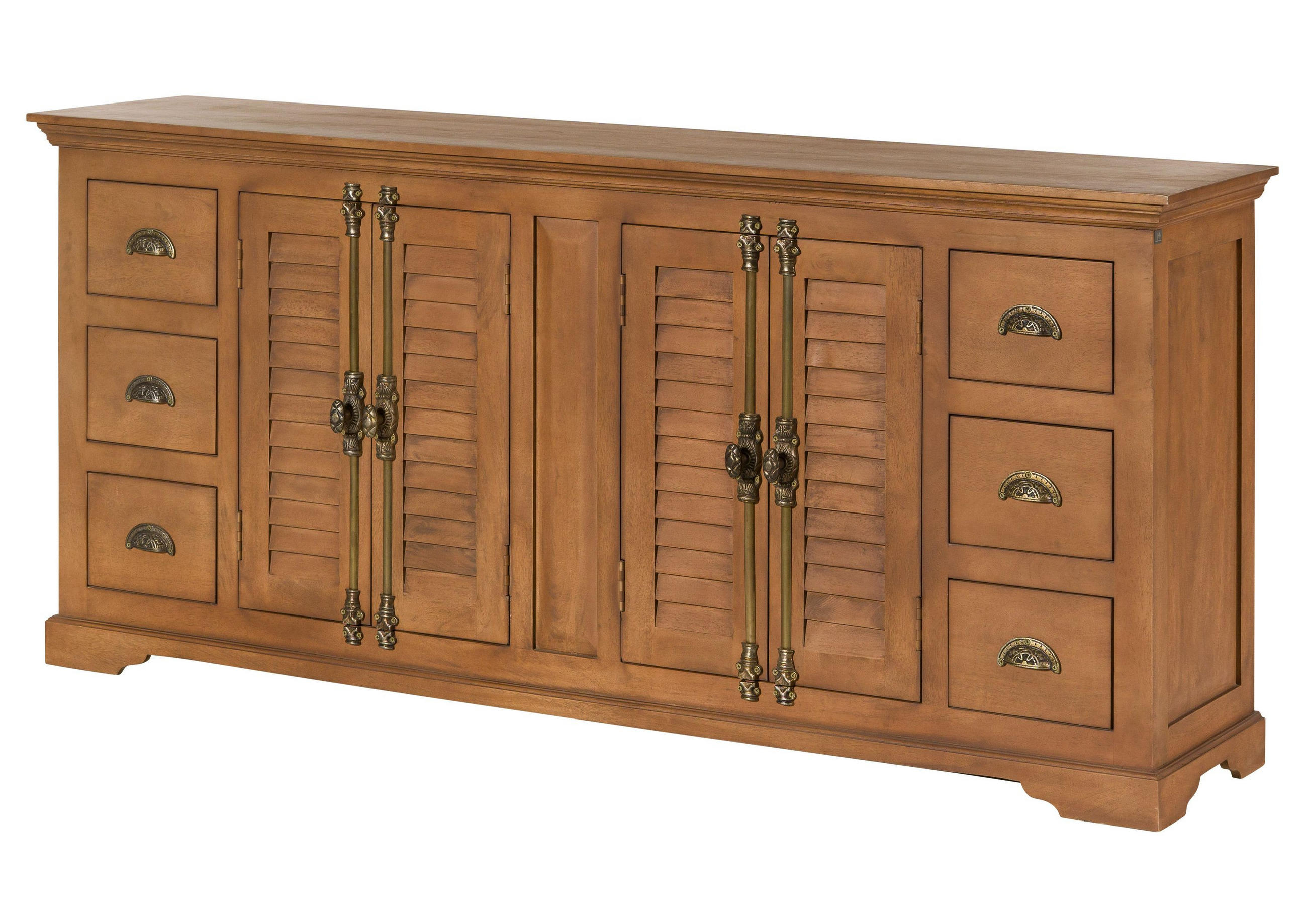 SIDEBOARD Mango 200x45x90 beige geölt TOULOUSE #17 - Beige, Holz (200/90/45cm) - Massivmoebel24