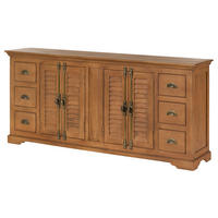 SIDEBOARD Mango 200x45x90 beige geölt TOULOUSE #17 - Beige, Holz (200/90/45cm) - Massivmoebel24