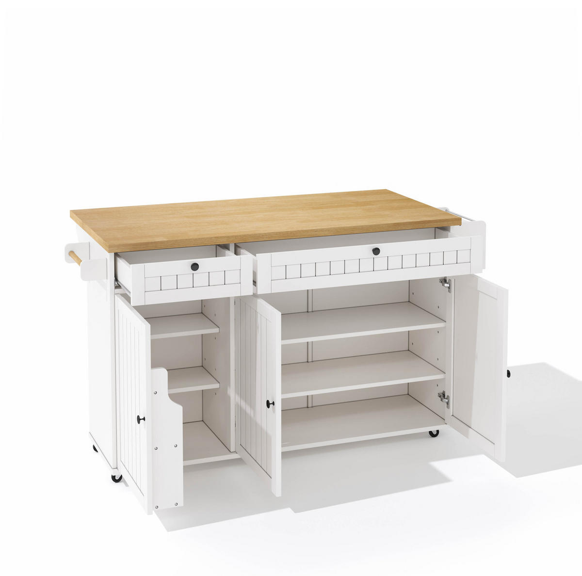 KÜCHENINSEL mit klappbarer Arbeitsplatte 137 x 89,5 x 45 cm Weiß - Weiß, Holz (70/89.5/137cm) - Beauniv