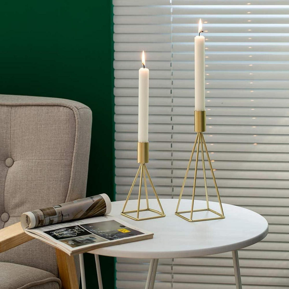 KERZENSTÄNDER 2er Set Metall Gold - Goldfarben, Metall (9/24/9cm)