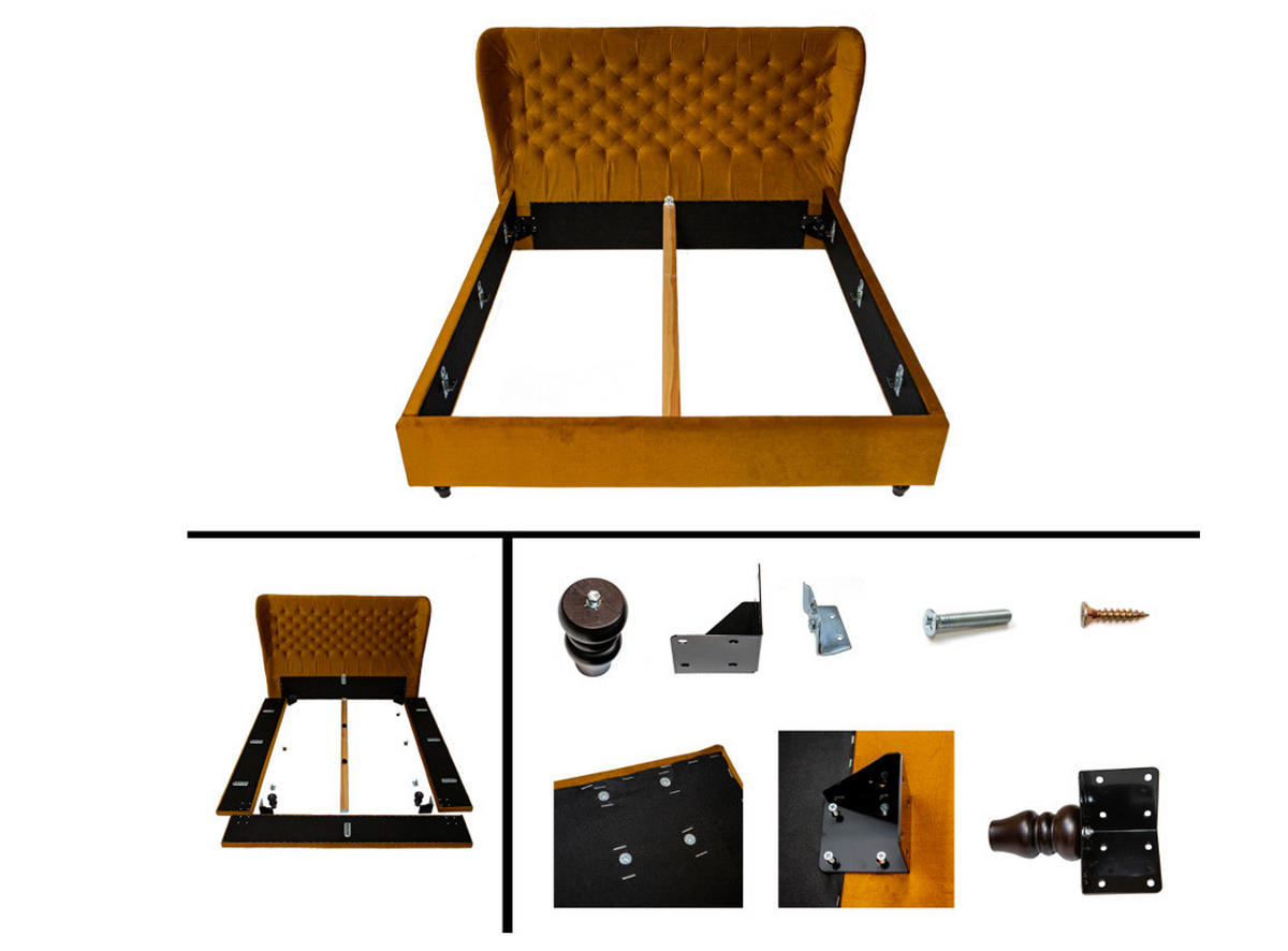 POLSTERBETT - Samt - Grau, Textil (140/200cm) - home24