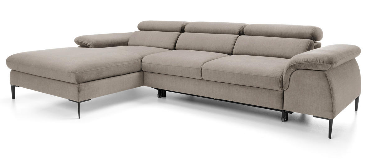 ECKSOFA L-Form 290 cm Amaro M mit Schlaffunktion, Links, Dunkelbeige - Cappuccino, Holz (288/182cm) - Emporius