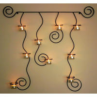 WANDTEELICHTHALTER Lysa Schwarz Wandkerzenhalter Metall 74cm - Schwarz, Metall (70cm) - DanDiBo