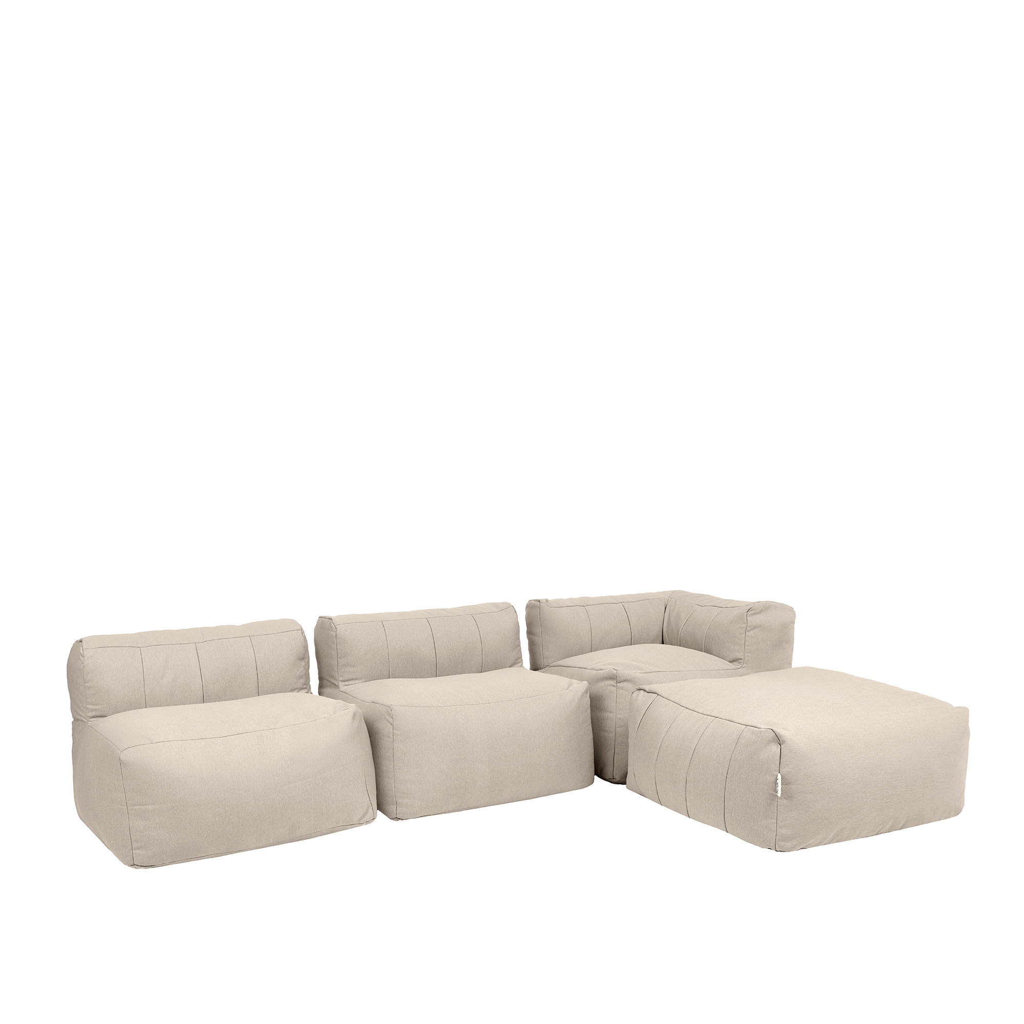 SITZSACK-SOFA Outdoor 4-tlg.: Ecksessel, 2 Sessel, Fußstütze - Beige, Textil (290/68/100cm) - icon