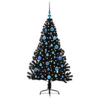 WEIHNACHTSBAUM Künstlicher Vorbeleuchteter Haltbar 95/95/150 cm Schwarz PVC - Schwarz, Kunststoff (150cm) - vidaXL