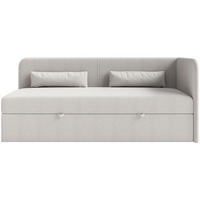 JUGENDBETT Calmmo Hellgrau mit Chenille-Bezug, Kopfteil rechts - Hellgrau, Textil (90/200cm) - Selsey