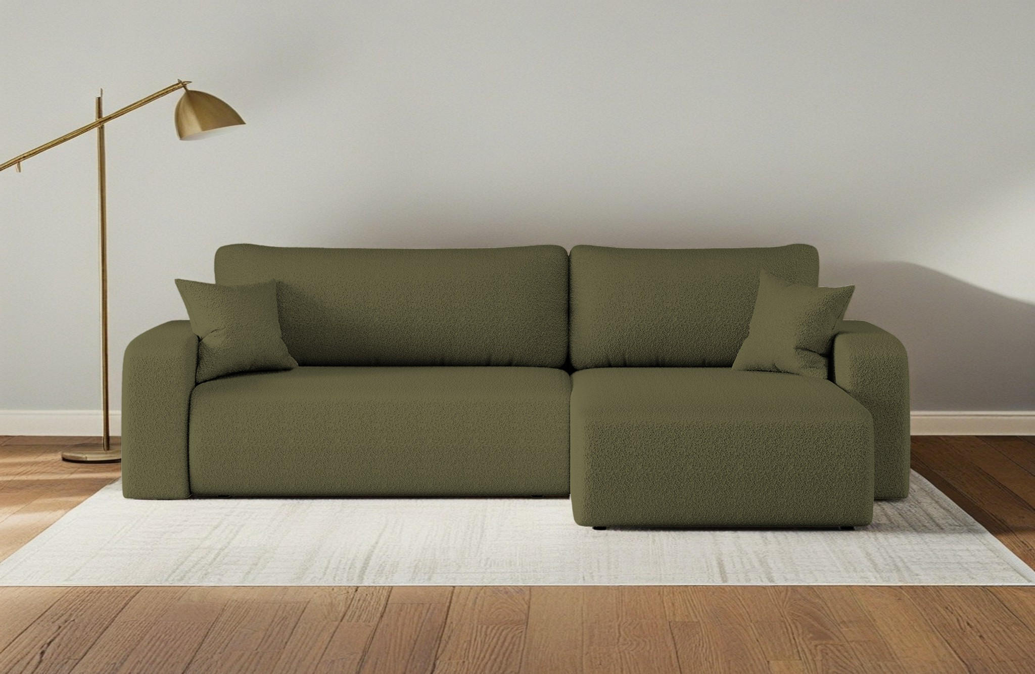 SCHLAFSOFA MILANO XL Und Bettkasten Stoff Quelle Olive Rechts - Olivgrün, Holz (274/82/145cm) - Kaiser Möbel