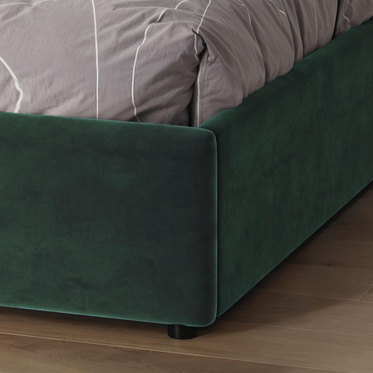 POLSTERBETT 140×200 mit Bettkasten und Lattenrost Nela HLR-54 Flaschengrün Velours - Dunkelgrün, Holz/Textil (140/200cm) - Jana