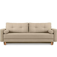 3-SITZER-SCHLAFSOFA ERISO mit weiche Sitzfläche und hohe Rückenlehne, Bouclé-Stoff, hellbeige - Beige/Creme, Textil (220/80/100cm) - KONSIMO®