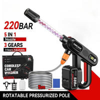 HOCHDRUCKREINIGER, 220Bar Bürstenlose, 5in1 3 Gang Spritzpistole, für Garten Auto, Ohne Akku - Schwarz, Kunststoff (50/18cm) - Coonoor