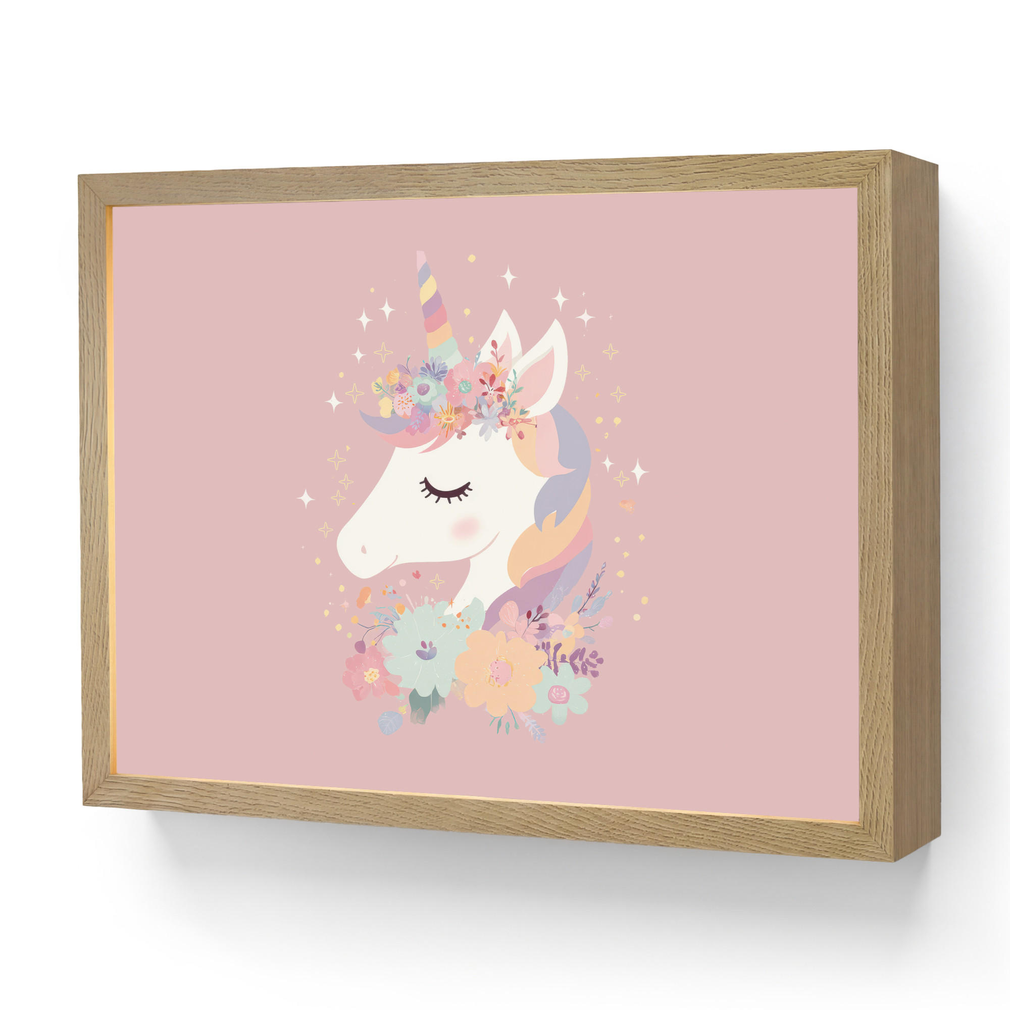 NACHTTISCHLAMPE MIT AKKU Einhorn - Rosa - Blumen 40x30 cm - Rosa, Holzwerkstoff (8/40/30cm) - OnlyWow