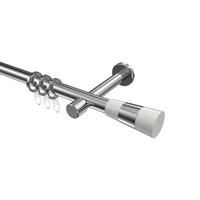 GARDINENSTANGEN-SET Prestige Tanara 180 cm, 1-läufig, 20 mm Ø Chrom - Chromfarben/Weiß, Metall (180cm) - INTERDECO