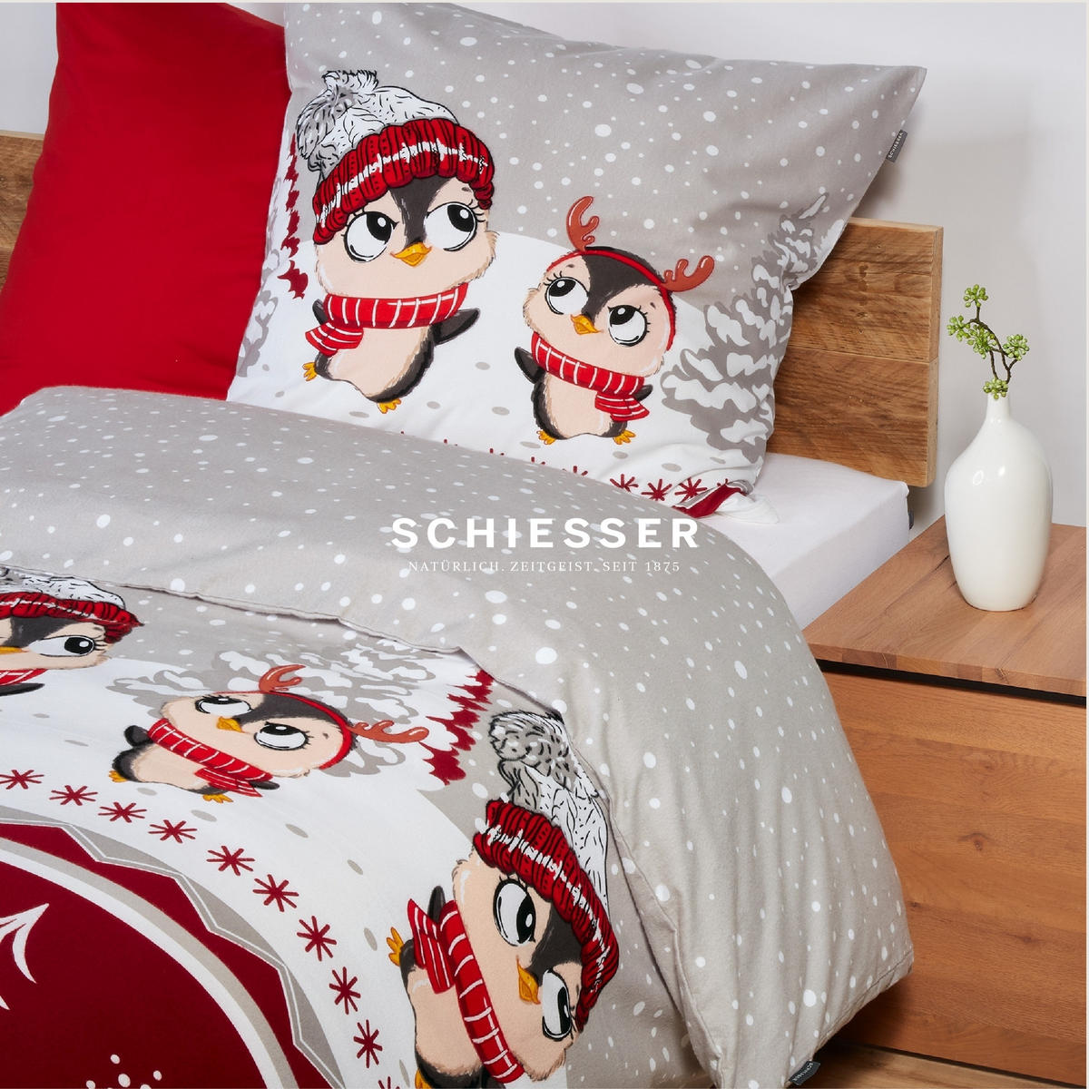 BETTWÄSCHESET Antoni - Feinbiber - 2-teilig - 155 x 220 cm - Grau - Grau, Textil (155/220cm) - SCHIESSER