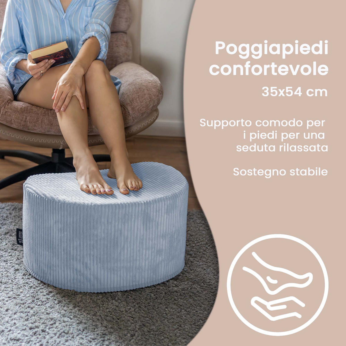 POUF HALBMOND Cord 54/36/35 cm leicht- Silver Pink - Hellrosa, Textil (36/35/54cm) - Dreamroots