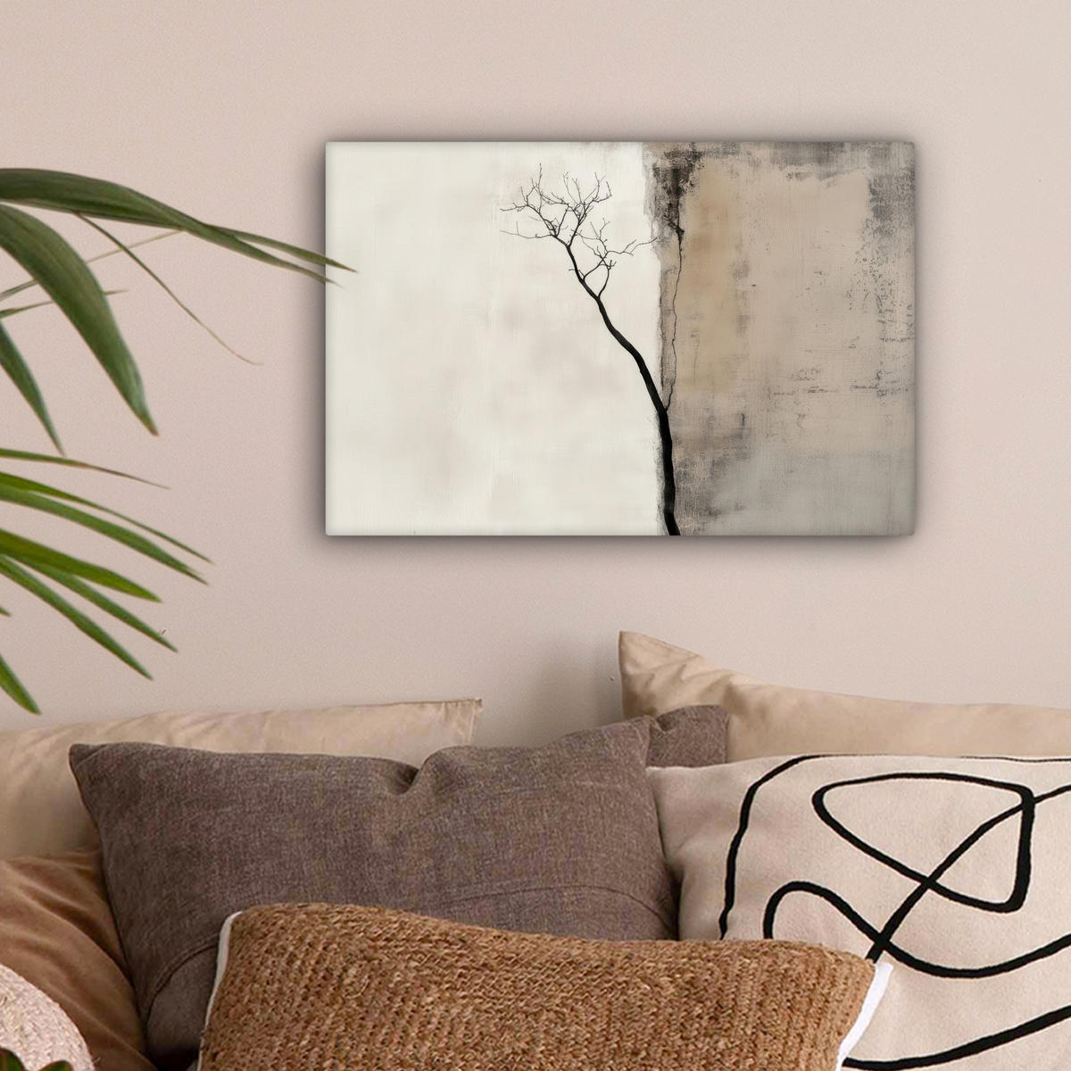 LEINWANDBILD Wabi sabi - Pflanze - Beige 30x20 cm - Taupe, Textil (30/20cm) - MuchoWow