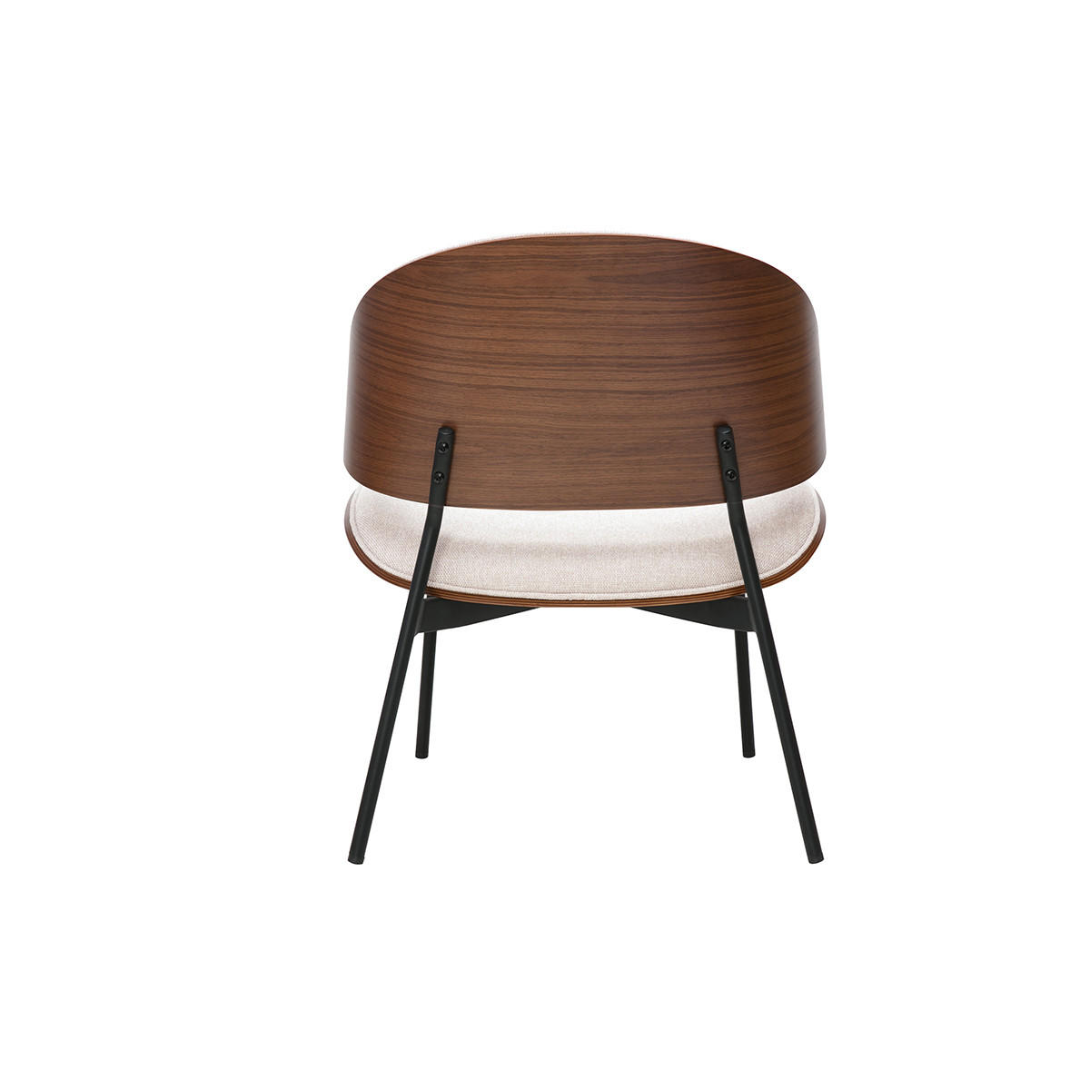 SESSEL in beige Textur-Samtstoff, dunkles Holz und schwarzes Metall FABULO - Beige/Braun, Textil (65/75/64cm) - Miliboo