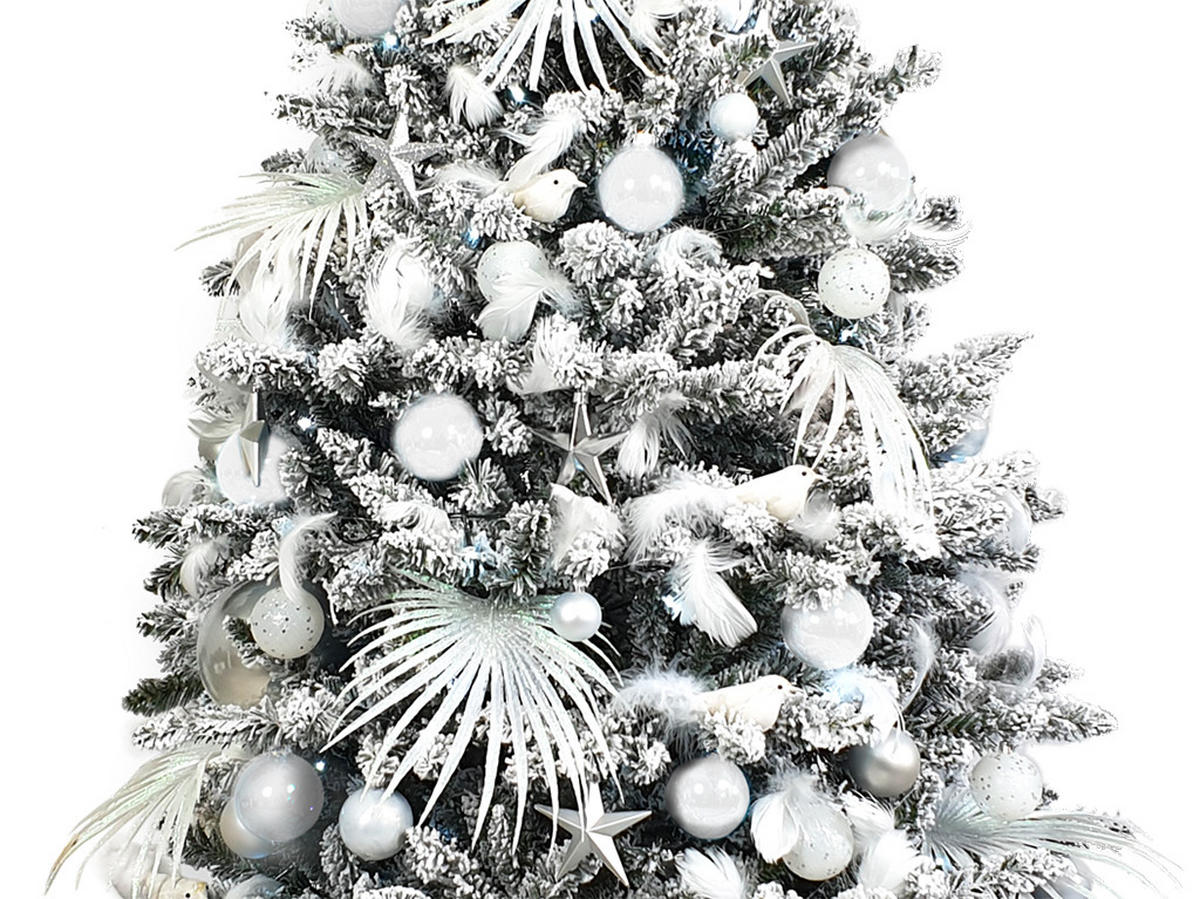 WEIHNACHTSBAUMSCHMUCK-SET POLAR WEISS, 139-teilig, für Weihnachtsbäume 240–270 cm - Silberfarben/Weiß, Kunststoff/Textil (55/50/75cm) - LAALU