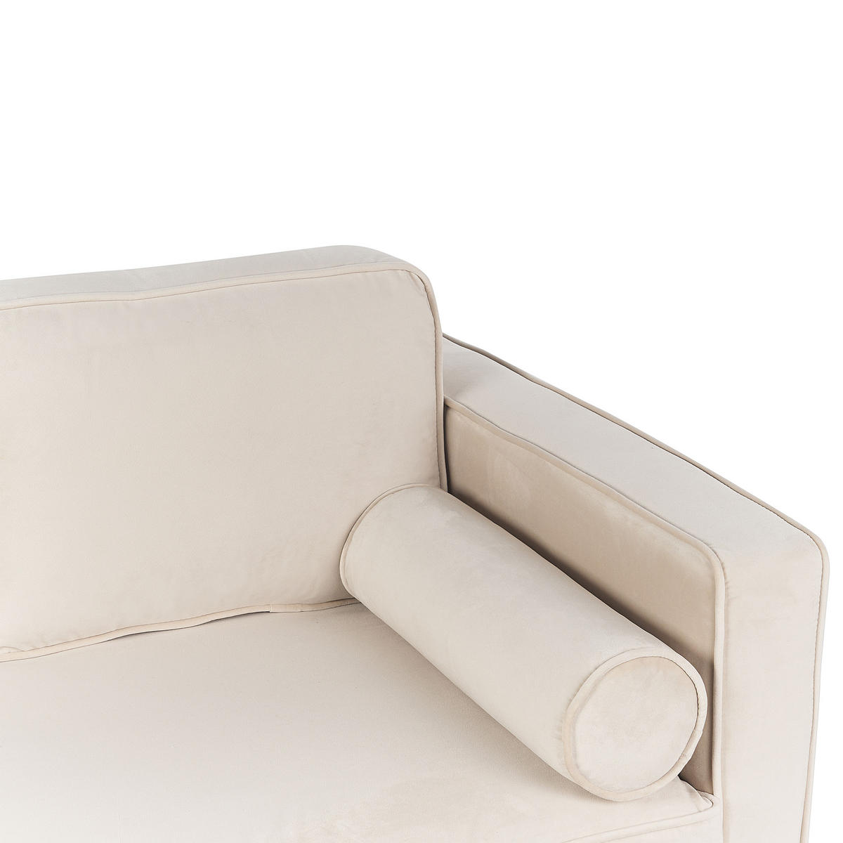 ČALOUNĚNÉ LEHÁTKO CHAISE LONGUE Sametová látka béžové pravostranné Miramas - zlatá/béžová, textil (171/63/79cm) - Beliani