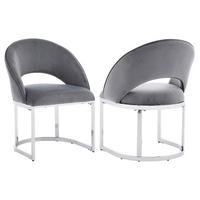 ESSZIMMERSTÜHLE 2er-Set Samt Silber Metall Grau - Silberfarben/Grau, Textil (59/80/56cm) - FLIEKS