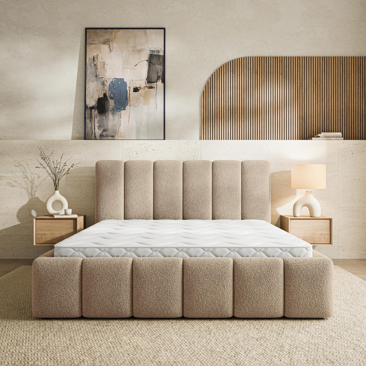 ČALOUNĚNÁ Postel RANIS 200x200 cm Béžová - béžová, kompozitní dřevo/textil (200/200cm) - MASSENO
