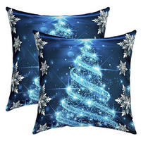 ZIERKISSENBEZUG 2-teiliges Set 40 x 40 cm Weihnachten Blau - Blau, Textil (40/40cm)