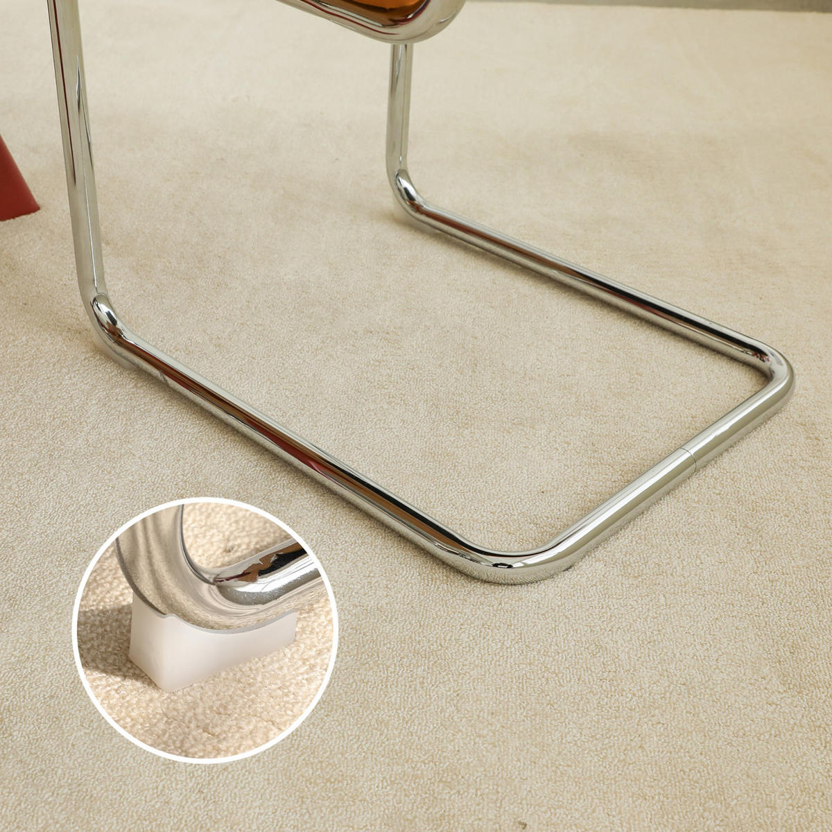 SCHWINGSTUHL 2-er Set,Freischwinger,Esszimmerstuhl,Samt-Orange - Orange, Metall (46.4/84.6/53cm) - LVHOM